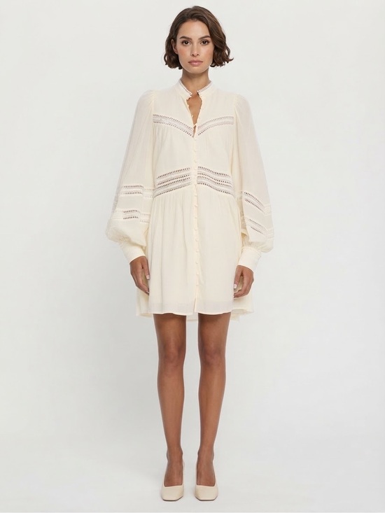 Anthropologie Dresses & Skirts - Anthropologie, Tana Cream Lace-Trim Boho Mini Dress, Cream, L